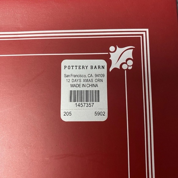 Pottery Barn 12 Days of Christmas Glass Ornaments Set of 12 - Picture 12 of 14